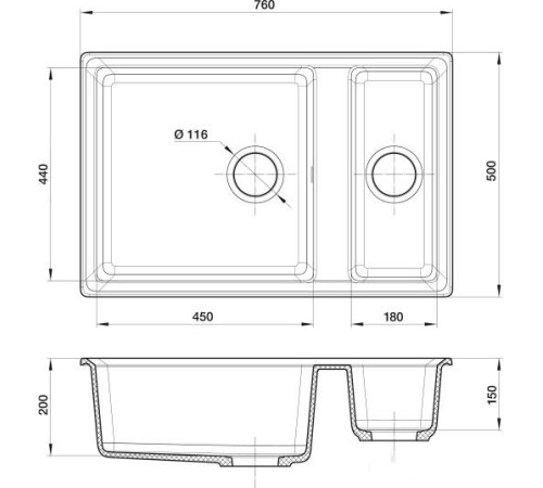 Кухонная мойка GranFest GF-LV-760K песочный