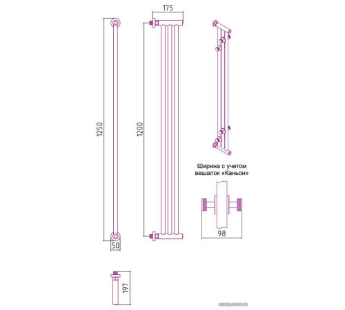 Полотенцесушитель Сунержа Хорда ПП 1200х195 30-4124-1200