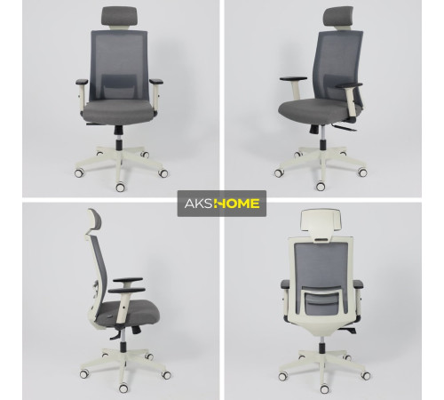 Офисное кресло AksHome Arcus сетка/ткань, серый/белый полиамид