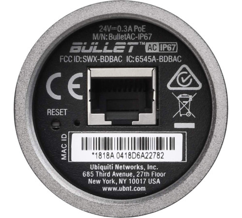 Точка доступа Ubiquiti Bullet AC IP67 BulletAC-IP67
