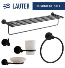 Набор аксессуаров для ванной Lauter 21TS20116 + 21TS20114 + 21T2010 + 21TS2018 + 21TS2012 Matt Black, 5 предметов