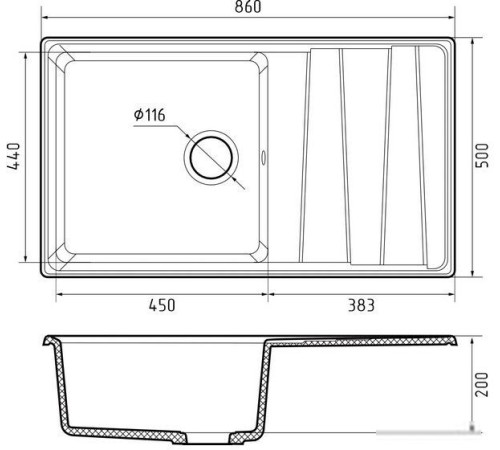 Кухонная мойка GranFest GF-LV-860L терракот