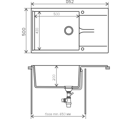 Кухонная мойка Polygran Gals-862 белый хлопок 36