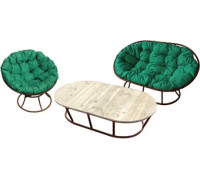 Набор садовой мебели M-Group Мамасан, Папасан и стол 12130204 коричневый/зеленая подушка