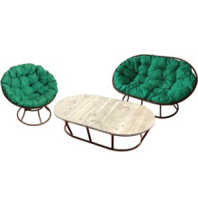 Набор садовой мебели M-Group Мамасан, Папасан и стол 12130204 коричневый/зеленая подушка