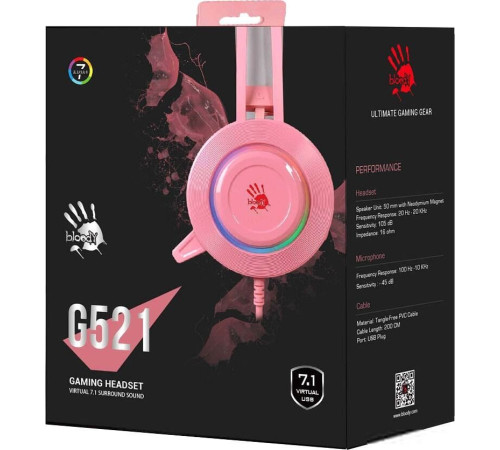 Наушники A4Tech Bloody G521 розовый