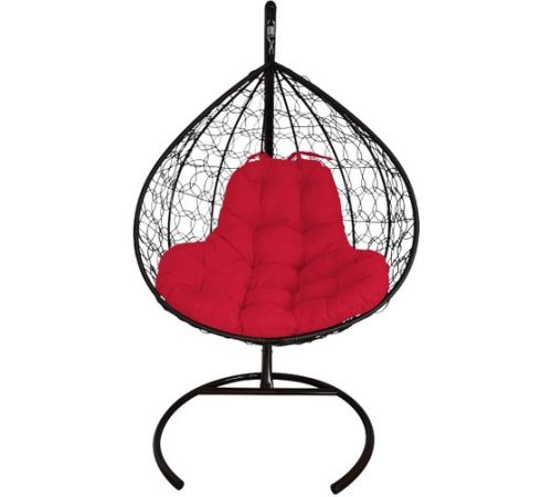 Подвесное кресло M-Group XL 11120406 черный ротанг/красная подушка