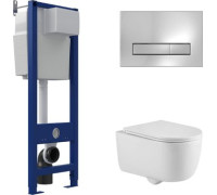 Унитаз подвесной Berges Wasserhaus Tornas Rimless + Atom 410 АТ-043330 с кнопкой Atom Line хром глянец