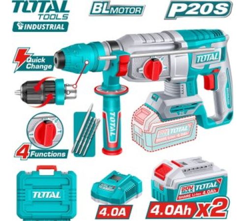 Перфоратор Total TRHLI202689 с 2-мя АКБ, кейс