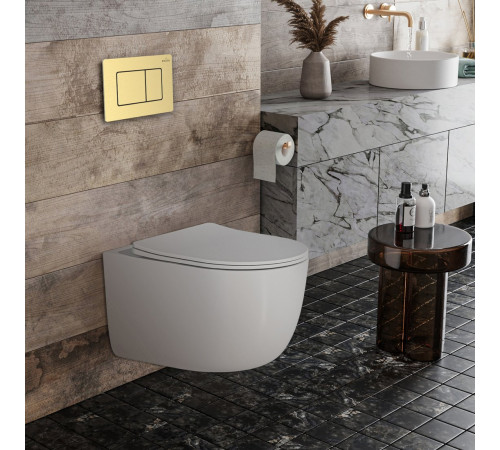 Унитаз подвесной Roxen Vortex в комплекте с инсталляцией StounFix Dual Fresh 6 в 1 968483 кнопка: брашированное золото