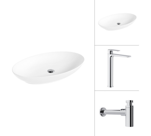 Умывальник Lauter 21571 + Reef 21CK8678C с сифоном 21635CH хром