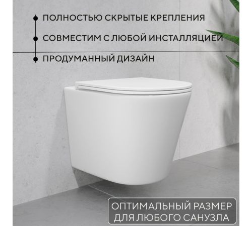Унитаз подвесной Lauter Longer 2110822 + GROHE Rapid SL 39504000 с кнопкой овальная, хром