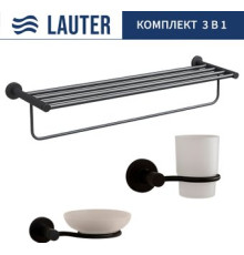 Набор аксессуаров для ванной Lauter 21TS20116 + 21TS20114 + 21TS2012 Matt Black, 3 предмета