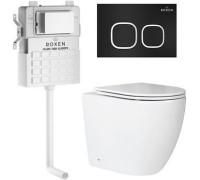 Унитаз приставной Roxen Antares в комплекте с инсталляцией Attach 5 в 1 966934 кнопка: черный матовый, с хромированной окантовкой