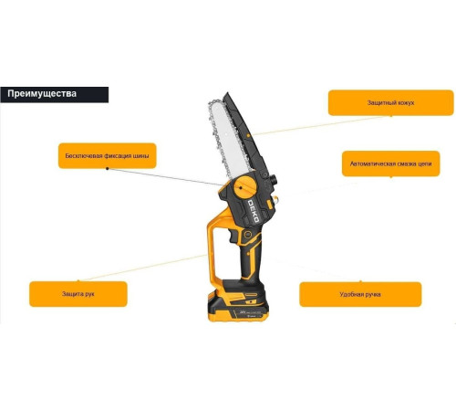 Аккумуляторная пила Deko DKCHS 20-6 063-4307-1 с 1-им АКБ