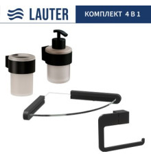 Набор аксессуаров для ванной Lauter 21TS3019 + 21TS3021 + 21TS3015 + 21TS3008 Matt Black, 4 предмета