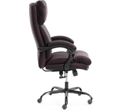 Офисное кресло TetChair Chief metalBL кожзам/ткань коричневый/коричневый стеганный