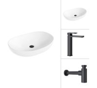Умывальник Lauter 21502 + Cascade 21СК0655BS с сифоном 21635B черный матовый