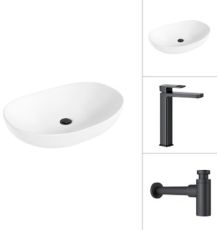 Умывальник Lauter 21502 + Cascade 21СК0655BS с сифоном 21635B черный матовый