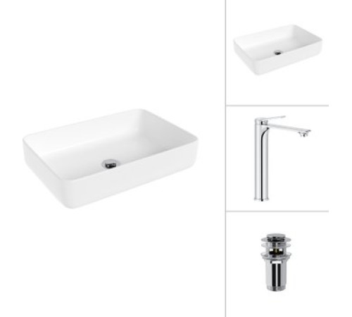 Умывальник Lauter 21487-50 + Rio 21AM12672 с донным клапаном 21190CH хром