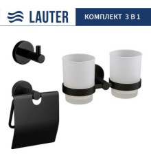 Набор аксессуаров для ванной Lauter 21SH72082 + 21SH72092 + 21SH72102 Matt Black, 3 предмета