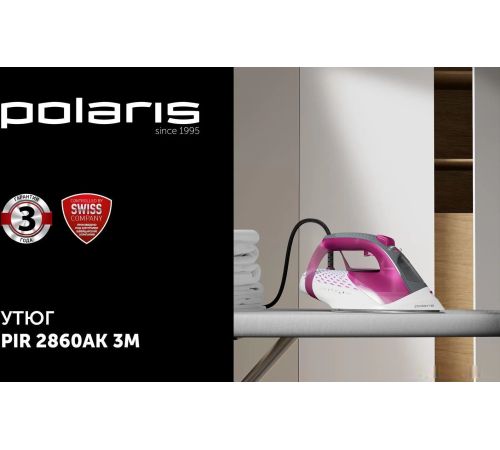Утюг Polaris PIR 2860AK 3m черный/розовый