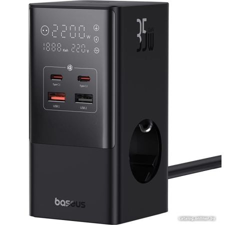 Сетевое зарядное Baseus PowerCombo Tower PowerStrip 3AC2+U2+С 35W CCGAN35-S3ACE
