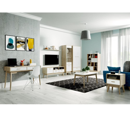 Стол Мебельград Калгари дуб натуральный светлый/белый матовый