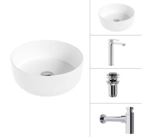 Умывальник Lauter 21499-31 + Moon 21СK81691C + сифон 21635CH + дон.клапан 21190CH хром