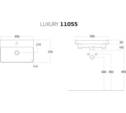 Умывальник Dreja Luxury 55 11055-KL