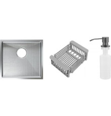 Кухонная мойка Schtoff Undermount Best Decor Silver 4545 + коландер KR-1 GREY + дозатор SD-1 GREY