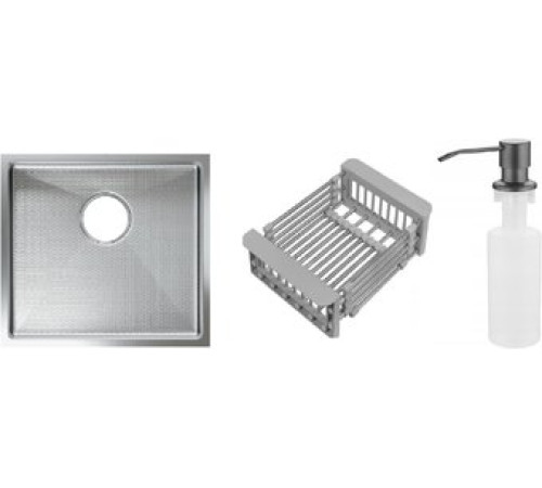 Кухонная мойка Schtoff Undermount Best Decor Silver 4545 + коландер KR-1 GREY + дозатор SD-1 GREY