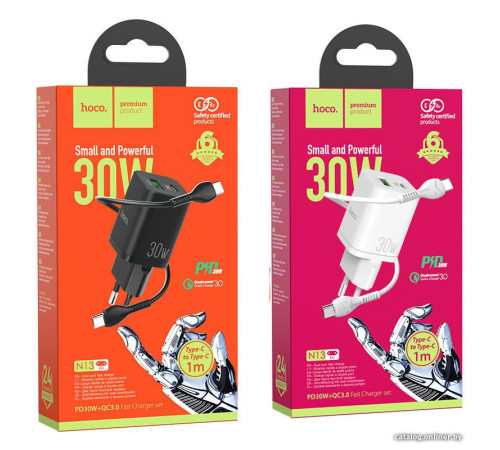 Сетевое зарядное Hoco N13 USB Type-C белый