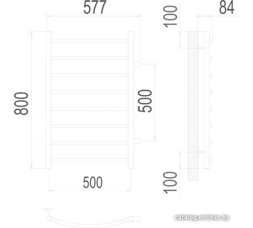 Полотенцесушитель TERMINUS Классик П8 500x800 бп 500 хром