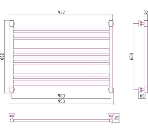 Полотенцесушитель Сунержа Богема L 600x900 00-0202-6090