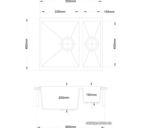 Кухонная мойка Longran Enigma ENG555.460 15 sabbia/58