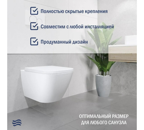 Унитаз подвесной Lauter Nuremberg 21811 + 21901002 белый, с кнопкой смыва 219704J черный