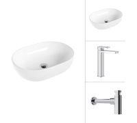 Умывальник Lauter 21836A + Cascade 21СК0655C с сифоном 21635CH хром