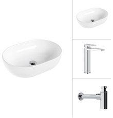 Умывальник Lauter 21836A + Cascade 21СК0655C с сифоном 21635CH хром