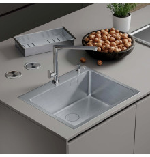 Кухонная мойка Roxen Simple 560220-55 сатин с коландером и дозатором
