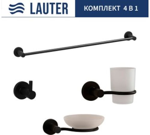 Набор аксессуаров для ванной Lauter 21TS20116 + 21TS20114 + 21T2010 + 21TS2016 Matt Black, 4 предмета