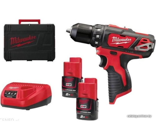 Дрель-шуруповерт Milwaukee M12 BDD-202C 4933441915 с 2-мя АКБ, кейс
