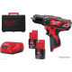Дрель-шуруповерт Milwaukee M12 BDD-202C 4933441915 с 2-мя АКБ, кейс