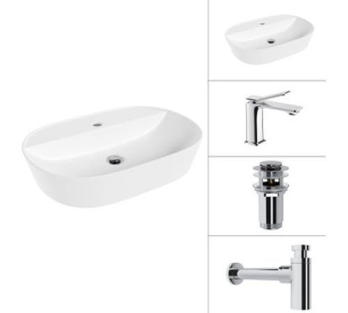 Умывальник Lauter 21460-60 + Allure 21C618С + сифон 21635CH +донный клапан 21190CH хром