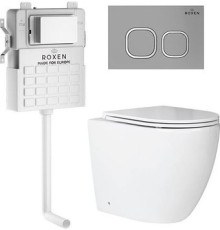 Унитаз приставной Roxen Antares в комплекте с инсталляцией Attach 5 в 1 966947 кнопка: хром матовый