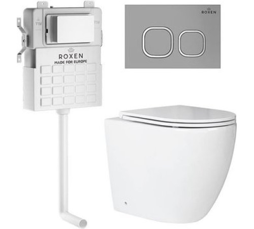 Унитаз приставной Roxen Antares в комплекте с инсталляцией Attach 5 в 1 966947 кнопка: хром матовый