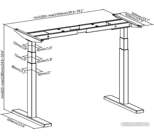 Стол Smartstol Slim 140x80x1.8 черный/белый