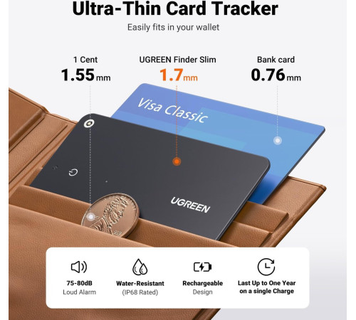 Bluetooth-метка Ugreen FineTrack Slim Smart Finder CM817