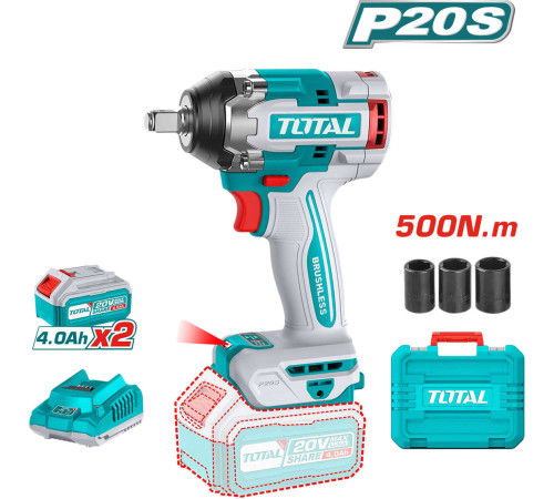 Гайковерт Total TIWLI2050 с 2-мя АКБ, кейс