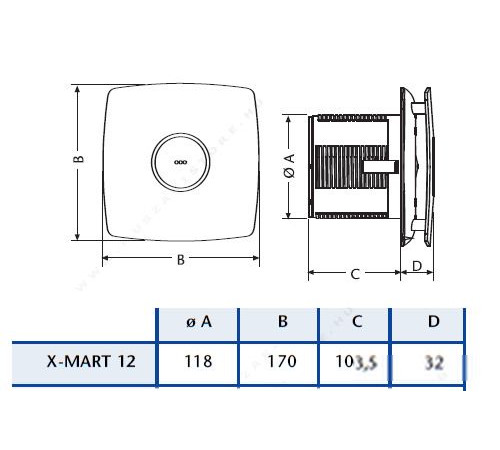 Осевой вентилятор CATA X-MART 12 Inox T
